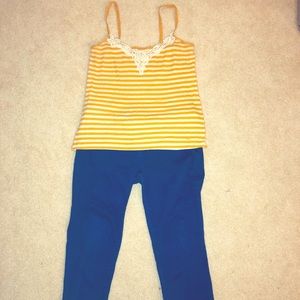 Hollister Yellow and white striped tank top